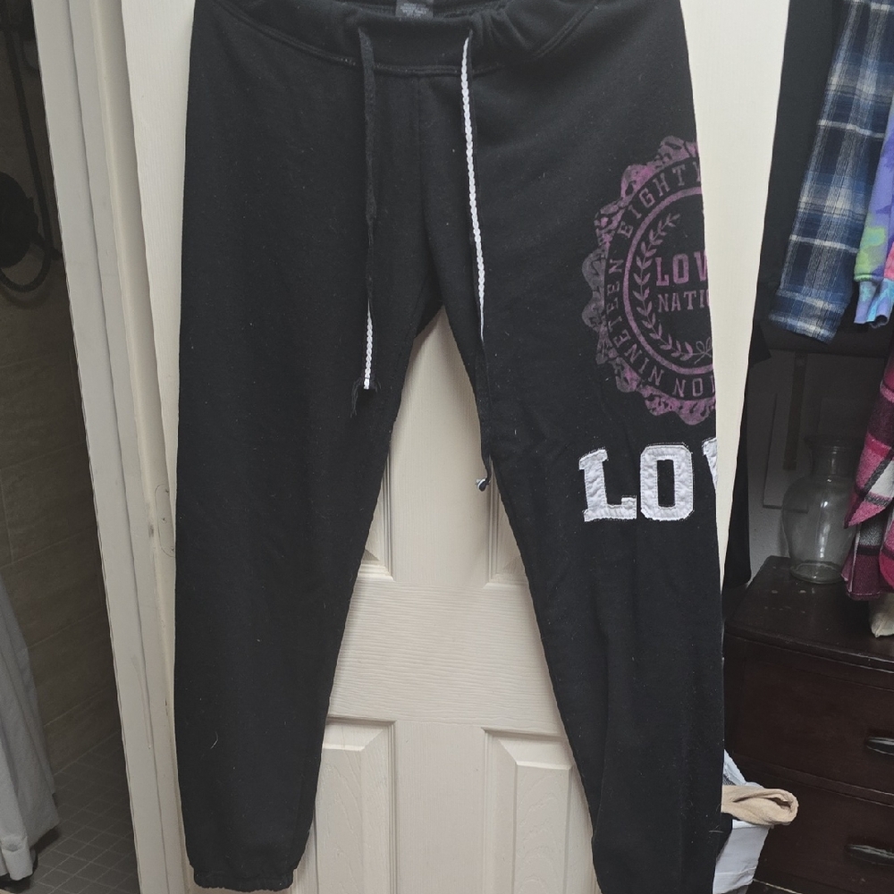 Thrill Kids Black Joggers with Purple and White Details